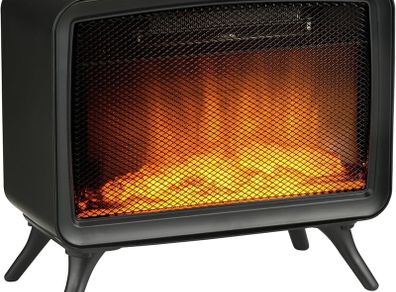 Electric Fireplace, Freestanding or Tabletop, Quiet Electric Stove with LED Flame Effect, 2 Heat Settings, Overheating Protection, 800W/1600W