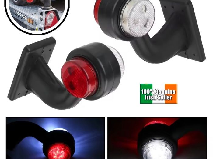 x2pcs 12/24V Flexible LED White/Red Side Marker Lamp Trailer Indicator Brake Tail Light Taillights For Vehicles Heavy Duty Lorry Autotruck