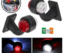 x2pcs 12/24V Flexible LED White/Red Side Marker Lamp Trailer Indicator Brake Tail Light Taillights For Vehicles Heavy Duty Lorry Autotruck
