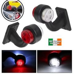 x2pcs 12/24V Flexible LED White/Red Side Marker Lamp Trailer Indicator Brake Tail Light Taillights For Vehicles Heavy Duty Lorry Autotruck