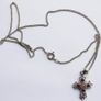 Vintage Silver Plated Cross With Multi-Color Stones Necklace length 20" Image 6