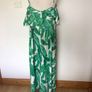Green and white tropical print  cold shoulder dress 2XL Uk 18 includes post Image 2