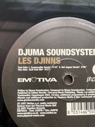 Djuma Soundsystem - Les Djinns (Trentmoller Mix) - 12"Vinyl Single - 2006 Emotiva EMTV023