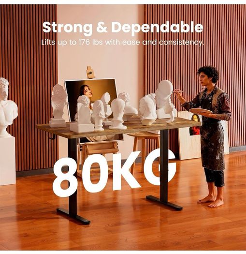 Electric Standing Desk Height Adjustable 120 x 60cm, Sit Stand Desk with 4 Memory Smart Pannel for Home Office with Splice Board