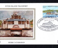 1981 Guernsey Benham Silke Cover showing Inter Island Transport Herm Catamaran tying 22p 22p Herm Catamaran Commemorative stamp