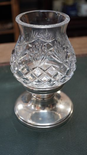 Elegant Cut Crystal & Sterling Silver Candlestick