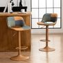 Bar Stools Set of 2, Boho Colorful Patchwork Barstools, Adjustable Swivel Counter Stools Faux Leather Upholstered Counter Chairs with Hollow Back, Bar Chair for Kitchen Island, Tan Image 7