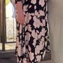 Navy & Cream F&f Floral Shirred long Dress Size 14 Image 7