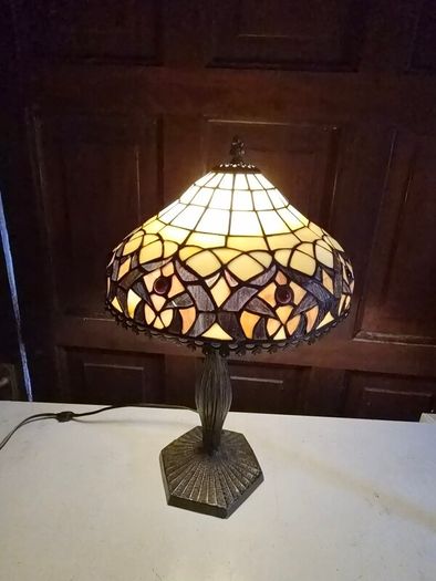 Large Tiffany Style Stained Glass Table Lamp 48cm