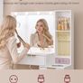 Led Dressing Table with Stool and Mirror, Dressing Table with Drawers, Cosmetic Table, 10x Magnifying Mirror, LED Lights, Jewellery Tray, Charging Station, 40 x 110 x 135 cm Image 7