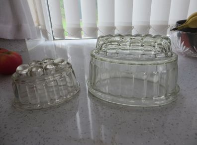 Vintage glass jelly moulds - set of two