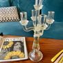 Genuine Antique Candelabra 5 Candles Slight Yellow Irradiated Glass Image 10