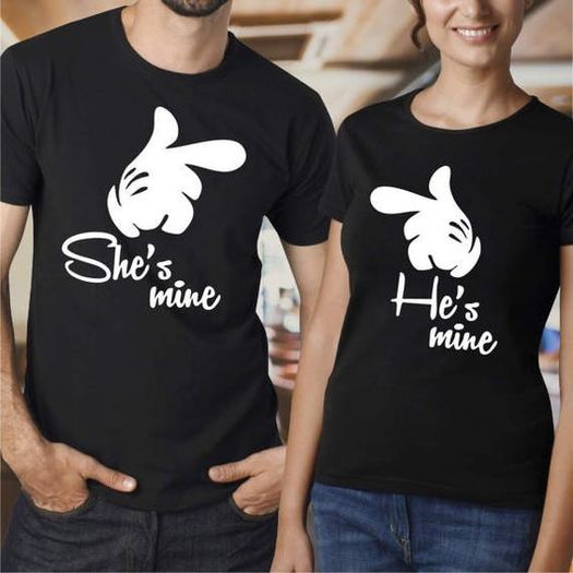 He's Mine And She's Mine Couple T-shirts For Valentines Day Gift Present Idea Set