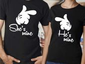 He's Mine And She's Mine Couple T-shirts For Valentines Day Gift Present Idea Set