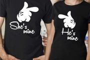 He's Mine And She's Mine Couple T-shirts For Valentines Day Gift Present Idea Set