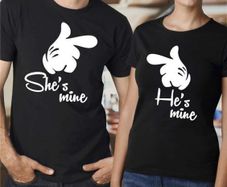 He's Mine And She's Mine Couple T-shirts For Valentines Day Gift Present Idea Set