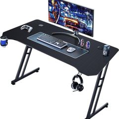 Gaming Desk 120 x 60cm Large Computer Table PC for Home Office Metal Frame with Cable Tray and Headphone Hook