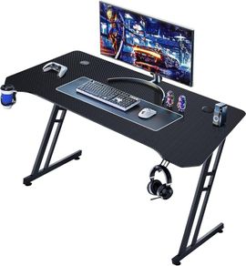 Gaming Desk 120 x 60cm Large Computer Table PC for Home Office Metal Frame with Cable Tray and Headphone Hook