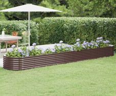 Garden Raised Bed Galvanised Steel 440x80x36 cm Brown