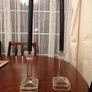 Pair of Beautiful glass candlestick holders for sale. E15 for two or E25 for four. Image 2