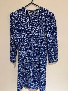Vintage Karin Stevens Polka Dot Dress 100% Rayon S 36 8