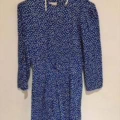 Vintage Karin Stevens Polka Dot Dress 100% Rayon S 36 8