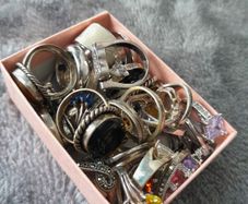 34 solid silver rings,all halmarks