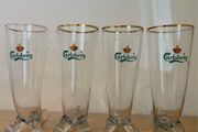 Vintage Carlsberg Horn glasses X4