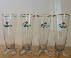 Vintage Carlsberg Horn glasses X4