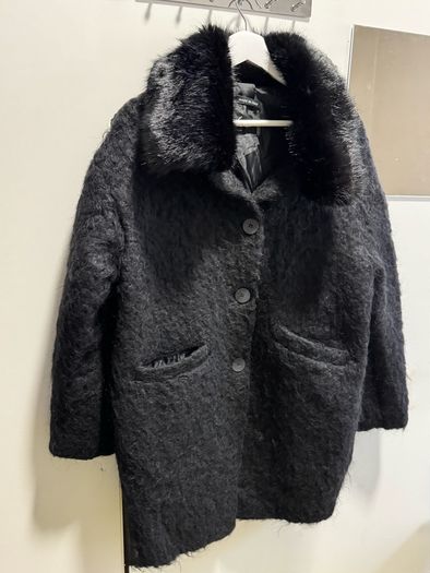S Italy wool and mohair coat black