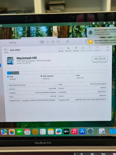 2020 MacBook Pro 13-inch M1 (A2338) 16GB RAM 500GB SSD Space Gray macOS Sequoia 15.5 , Battery Cycle: 370 (Was MDM Framework)
