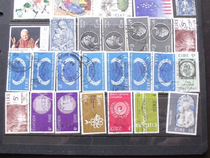 A small collection of postal cancellations on Irish stamps