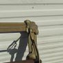 Art Nouveau style cast brass hearth fender with a pair of companion tool holders. Image 3