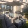 8 Seater Cube Garden Set Rattan with Parasol & Cover Practically Brand New Image 4