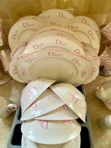 vintage pink Dior fine bone china set