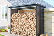 Shelter Firewood Rack with Elevated Floor and Sloping Roof