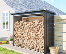 Shelter Firewood Rack with Elevated Floor and Sloping Roof