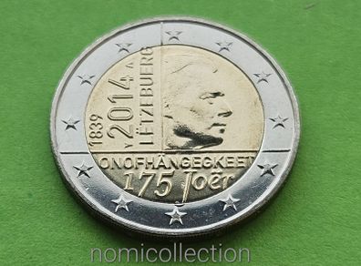 Luxembourg 2014 year Uncirculated 2 Euro coin.