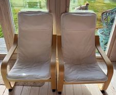 Two IKEA POANG Children's armchairs