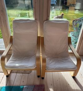 Two IKEA POANG Children's armchairs