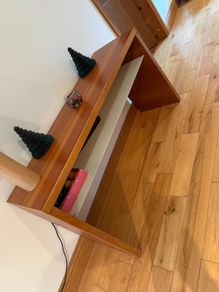 Contemporary Hall / Console Table  Solid Wood & Glass Shelf