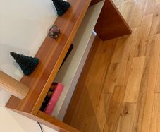 Contemporary Hall / Console Table  Solid Wood & Glass Shelf