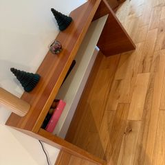 Contemporary Hall / Console Table  Solid Wood & Glass Shelf