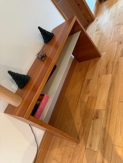 Contemporary Hall / Console Table  Solid Wood & Glass Shelf