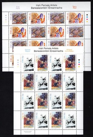 2005 Ireland Irish Female Artists Commemorative Stamps Sheetlet Plate 1B1B1B1B Mint Never Hinged (MNH)