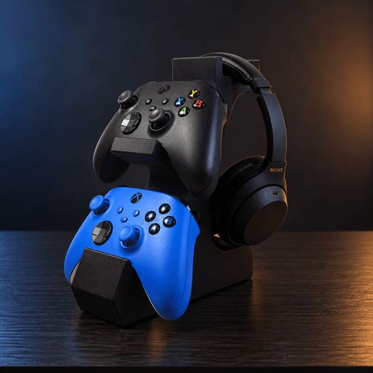 Dual Controller and Headset Holder - 3D