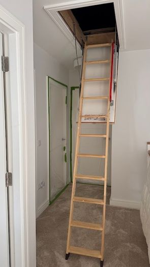 Used Fakro Loft Ladder/Attic Stairs 55x120 LTK Energy Saver 280cm Floor To Ceiling, 66mm Insulated Hatch