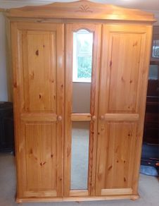 Large 3-Door Solid Pine Wardrobe & bedside locker