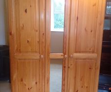 Large 3-Door Solid Pine Wardrobe & bedside locker