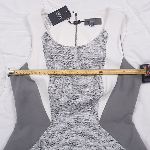 Next Grey Textured & White Colorblock Sleeveless Sheath Bodycon Pencil Dress 12-14UK/40-42EU